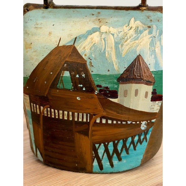 Vintage Hand-Painted Brass or Metal Cowbell Souvenir For Sale - Image 9 of 10