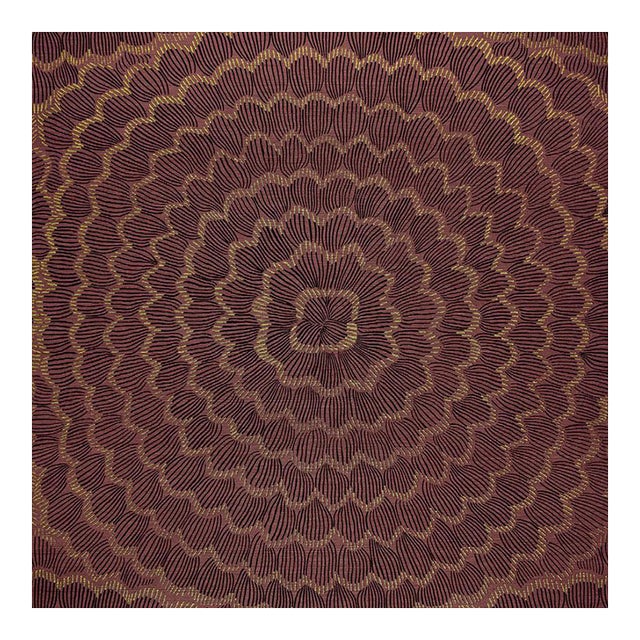 Sample - Schumacher X Celerie Kemble Feather Bloom Wallpaper in Golden Plum For Sale