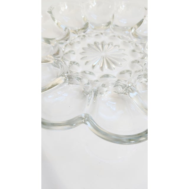 Glass Vintage Glass Deviled Egg Serving Platter For Sale - Image 7 of 10