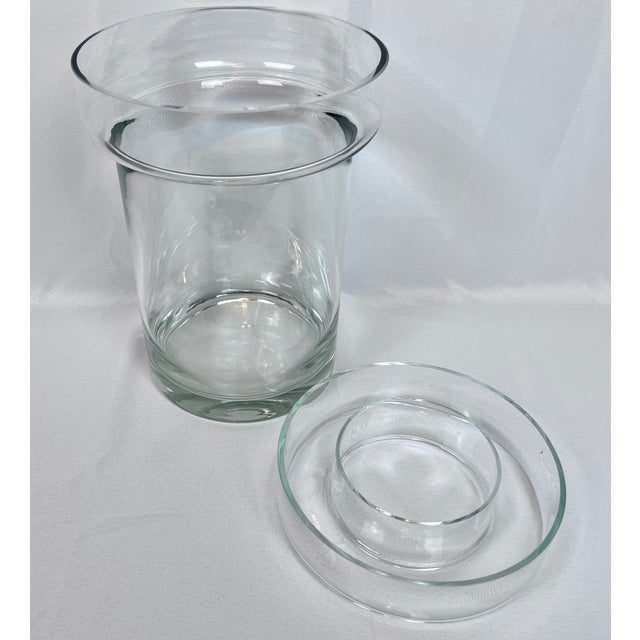 Transparent Vintage Blown Clear Glass 2 Pce. Champagne/Wine Cooler With Removable Collar For Sale - Image 8 of 11