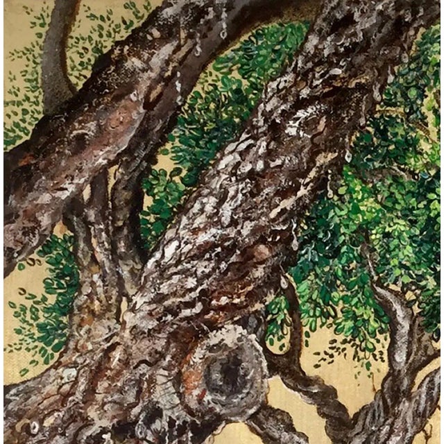 Anastasia Gklava, Mastic Trees Embrace, Oil & Gold Leaf Painting, 2021 For Sale - Image 6 of 11
