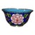 Handmade Cloisonne Tea Bowl, Wire Inlaid Pink Peony on Deep Blue, Chinoiserie Decor For Sale