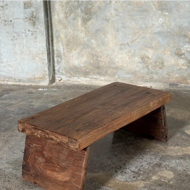 Small Low Bench in Antique Indonesian Teak, 1980s For Sale - Image 12 of 18