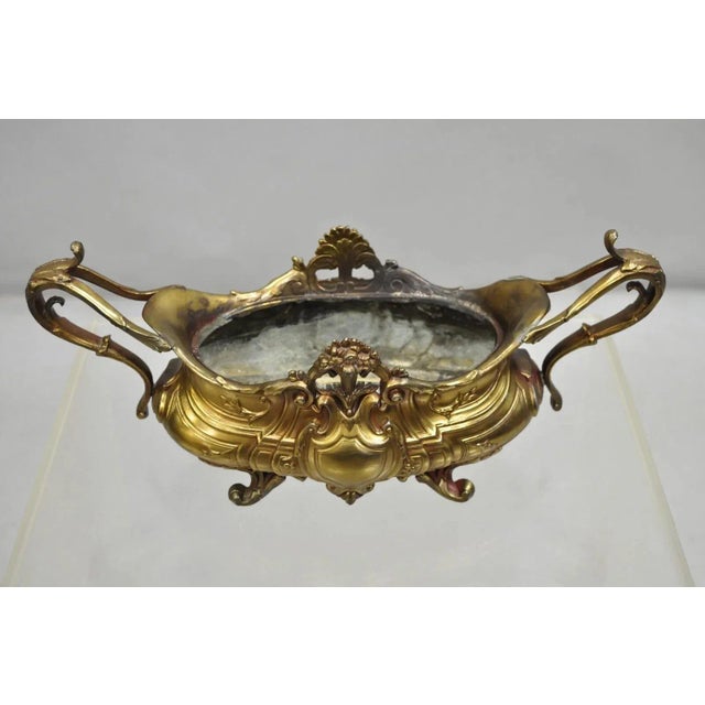 Early 20th Century French Art Nouveau Louis XV Gold Spelter Metal Planter Jardiniere Centerpiece For Sale - Image 12 of 12