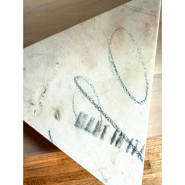 Pair of Italian Gilt Iron & Carrara Marble Tassel Corner Tables – Attributed to S. Salvadori Firenze, 1950s Hollywood Regency For Sale In Milwaukee - Image 6 of 10