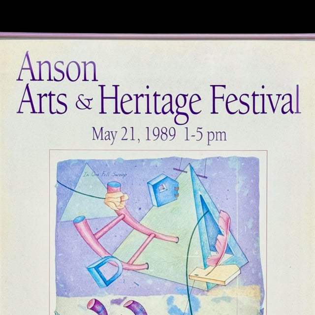 Vintage 1989 Anson Arts & Heritage Festival Large Abstract Framed Exhibition Print For Sale - Image 4 of 9
