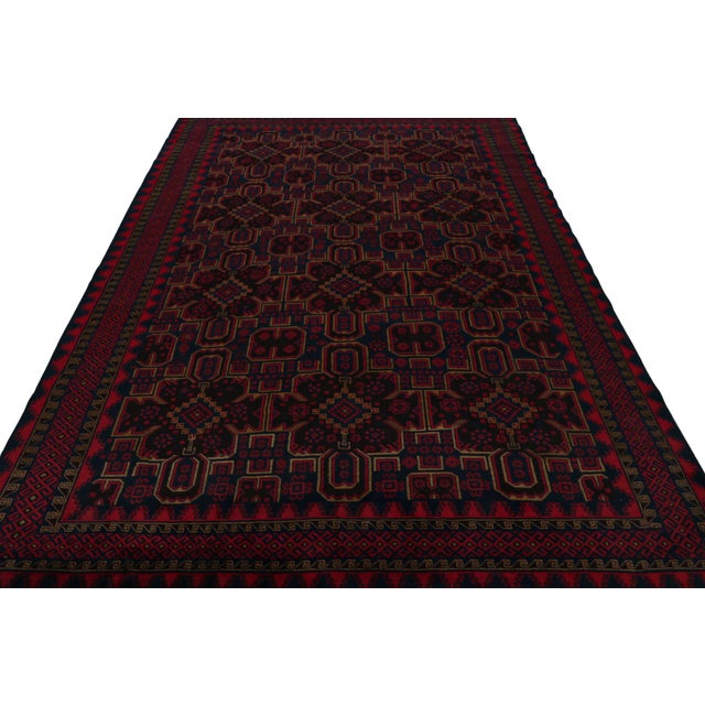 Rug & Kilim Rug & Kilim’s Contemporary Baluch Rug in Red and Blue Patterns For Sale - Image 4 of 7
