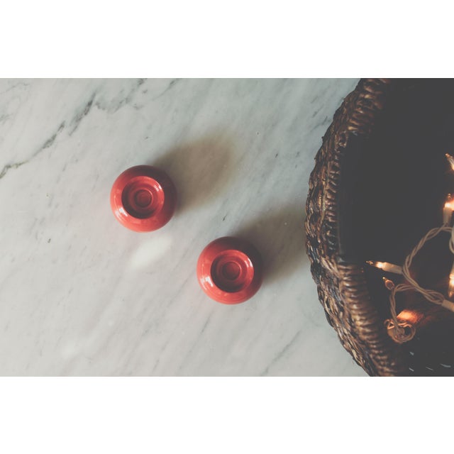 Vinage Orange Porcelain Tealight Candleholder Set by Arzberg Germany - a Pair For Sale - Image 9 of 12