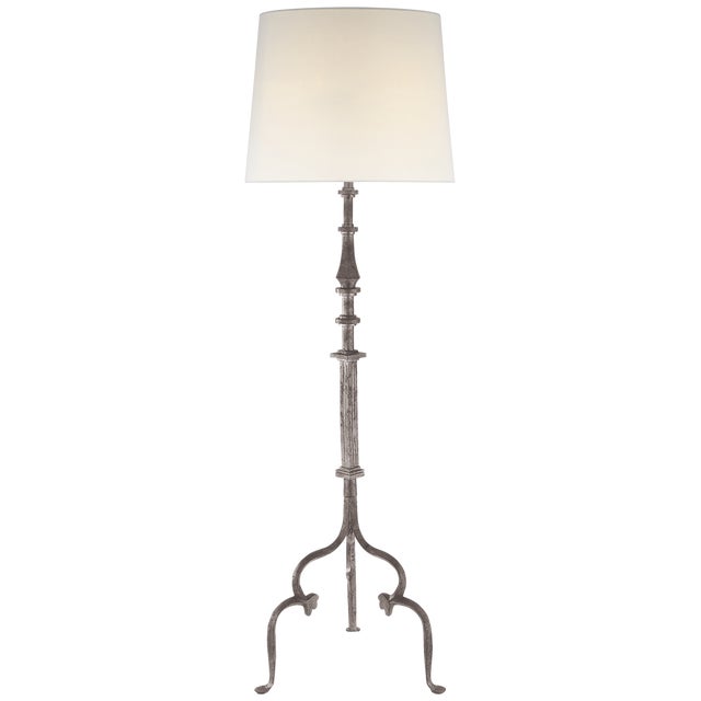 Transitional Suzanne Kasler by Visual Comfort Signature Madeleine Floor Lamp in Belgian White with Linen Shade For Sale - Image 3 of 3