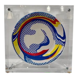 Roy Lichtenstein "Paper Plate" Original Encased in Heavy Custom Lucite Block