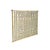 This image features a vintage wooden lattice panel, painted in a faded, mustard-yellow hue that speaks to its age and...