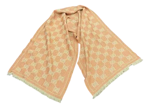 Orange and Pink Wool Gucci Continuous Logo Scarf