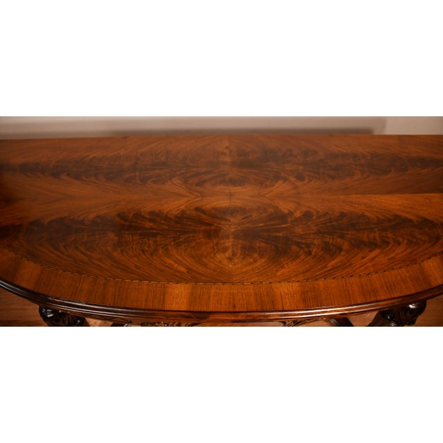 1920 Antique French Walnut & Crotch Mahogany Flip-Top Console / Serving Table For Sale - Image 4 of 18