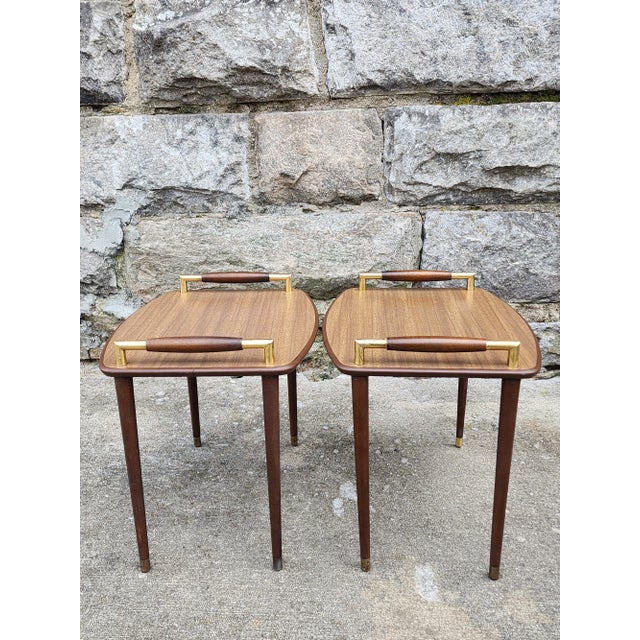 Mid Century Modern Wood & Formica Side Tables-A Pair For Sale - Image 4 of 10