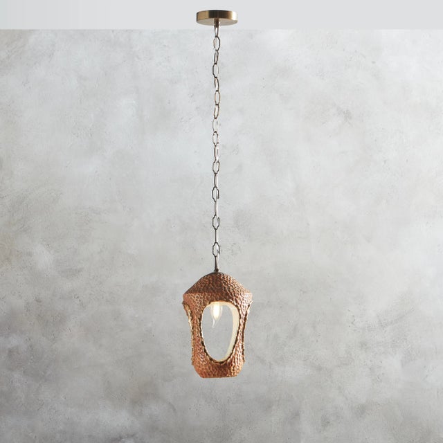 Ceramic Orange Glazed Ceramic Pendant Light by Zenith, Italy 1950s For Sale - Image 7 of 9