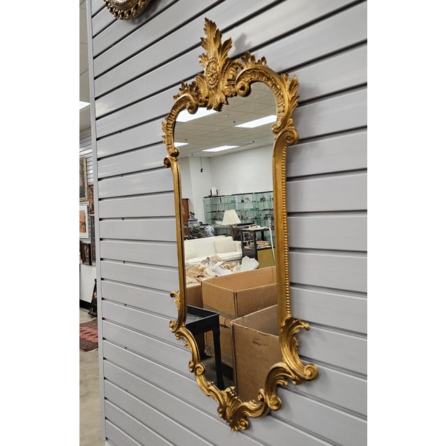 French 20th Century French Louis XV Style Gilt Decorated Frame Mirror For Sale - Image 3 of 7