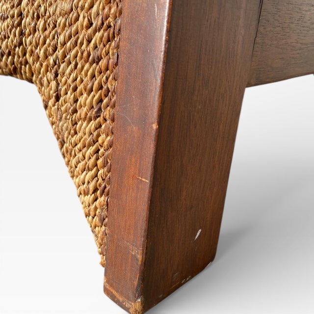 Pair of Mid-Century Wood and Woven Rush Etageres, 20th Century For Sale - Image 12 of 18