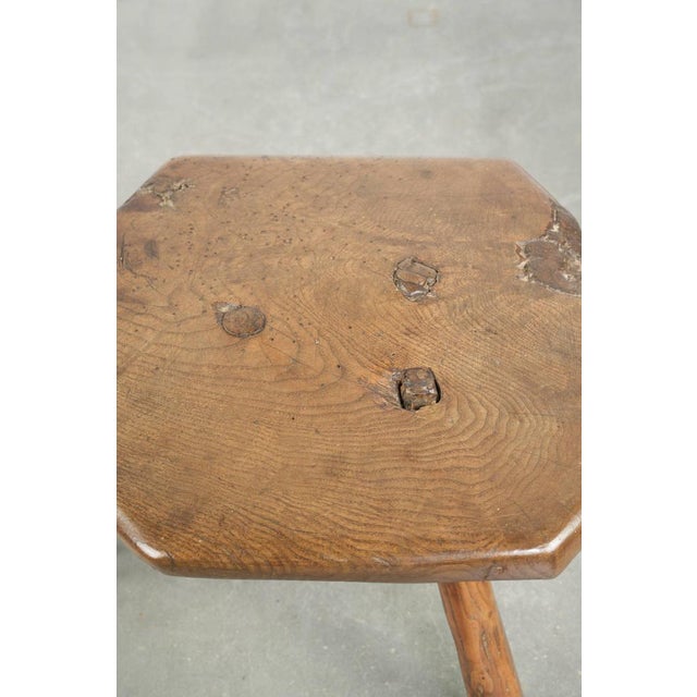 Wood Antique English Farmhouse Stool, 1600s For Sale - Image 7 of 11