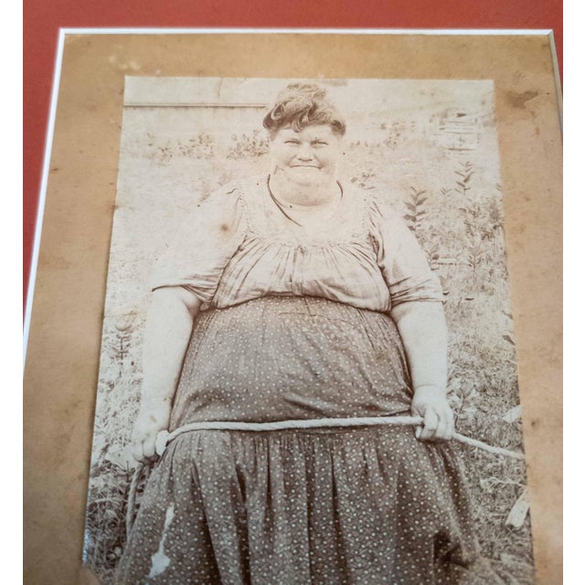 American Early 20th Century Oddity Joke Photograph of Fat Lady in Michigan For Sale - Image 3 of 8