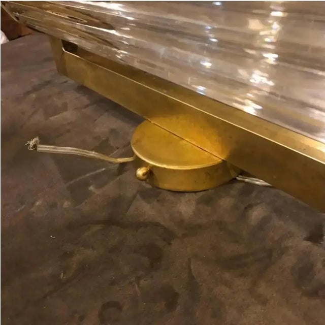 1980s Two Sciolari Style Mid-Century Modern Brass and Glass Italian Wall Sconces For Sale - Image 5 of 8