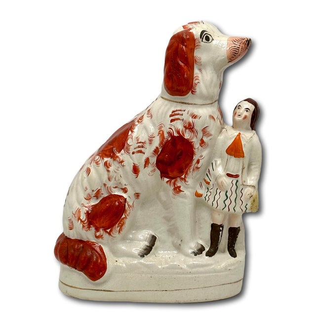A Very Unusual Pair of Large Size Antique English Staffordshire Pottery Dog Figures - Circa Mid 19th Century For Sale In Boston - Image 6 of 18