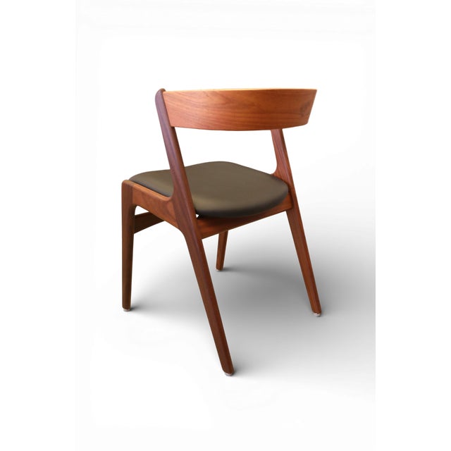 Mid-Century Modern Danish Fire Chair in Teak and Black Leather by Kai Kristiansen, 1960s For Sale - Image 3 of 12