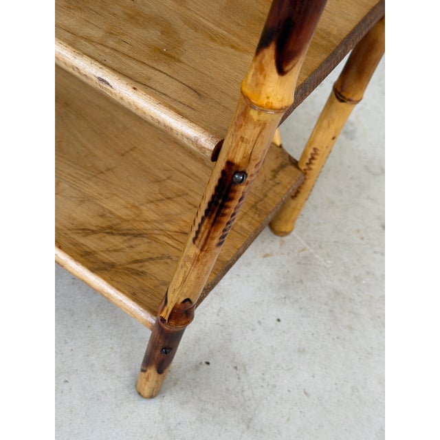 Antique Victorian Aesthetic Movement Burnt Bamboo Four-Tier Shelf Etagere For Sale - Image 9 of 11