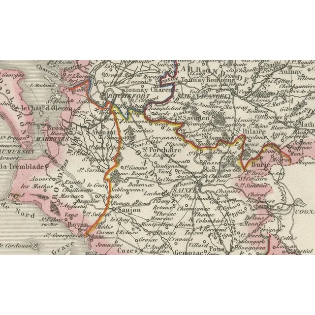 Paper Map of Charente-Inférieure France with La Rochelle and Coastal Vineyards, 1850 For Sale - Image 7 of 10