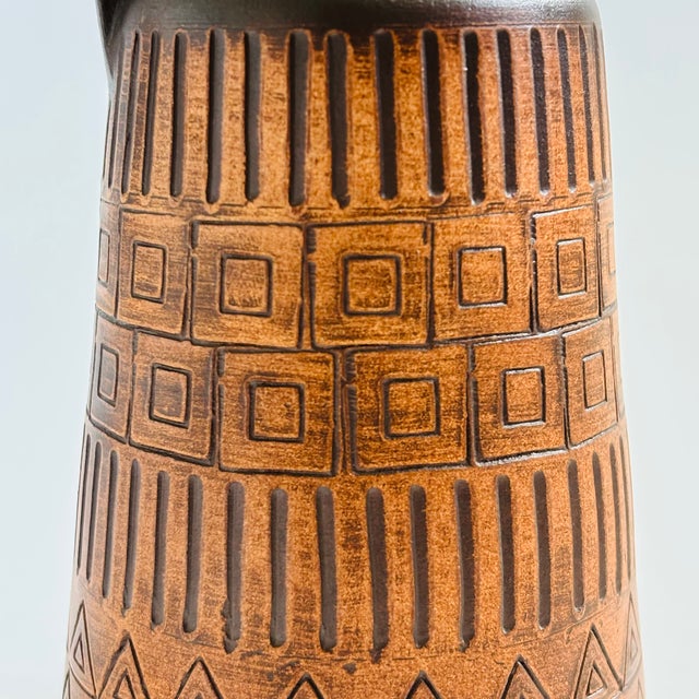 Mid Century Carved German Pottery Vase - H. Spycher Ostermundigen For Sale In San Francisco - Image 6 of 10