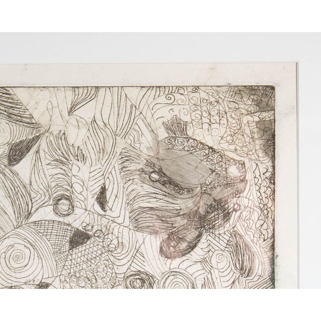 Late 20th Century Abstract Etching With Heart Designs by Mae Alice Engron For Sale - Image 5 of 7