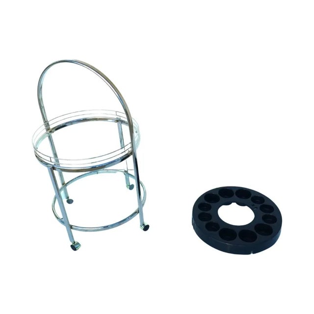 Mid Century Modern 1970s Chrome Circle Bar Cart Trolley Tea Retro Vintage For Sale - Image 4 of 6