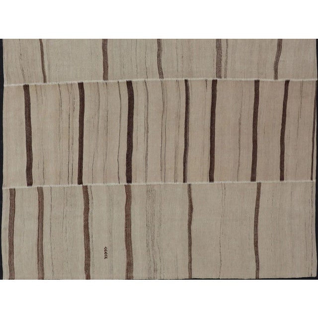 Traditional Mid 20th Century Paneled Vintage Turkish Kilim Flat-Weave in Neutral Tones of Cream & Brown For Sale - Image 3 of 11