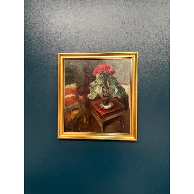 Elna Jacobsson, Cineraria in a Pot, 1960s, Oil Painting on Panel, Framed For Sale - Image 18 of 18