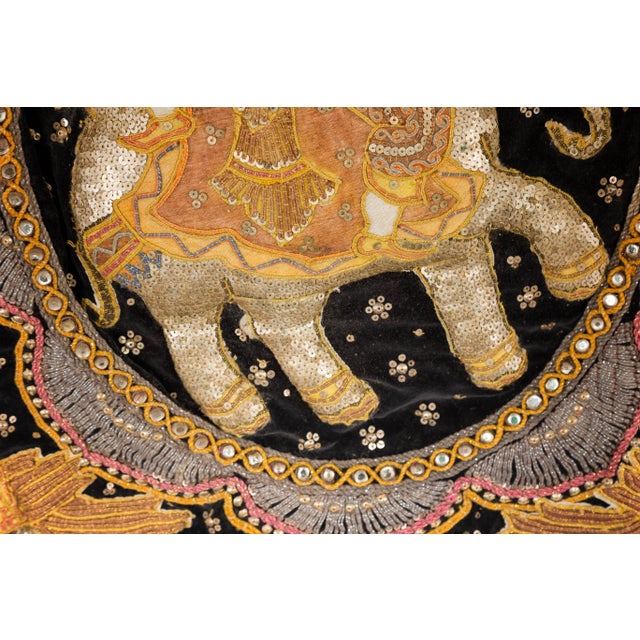 19th Century Kalaga Tapestry with Stones, Sequins and Colorful Thread For Sale - Image 11 of 12