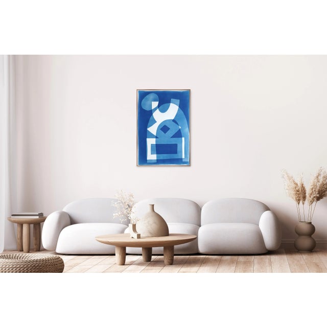 Paper 2025, House on a Hill, Desert Modernism Architecture, Handmade Monotype Cyanotype on Watercolor Paper by Kind of Cyan For Sale - Image 7 of 8