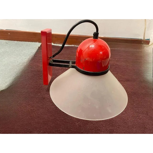 Industrial Red Sconces, 1970s, Set of 2 For Sale - Image 11 of 12