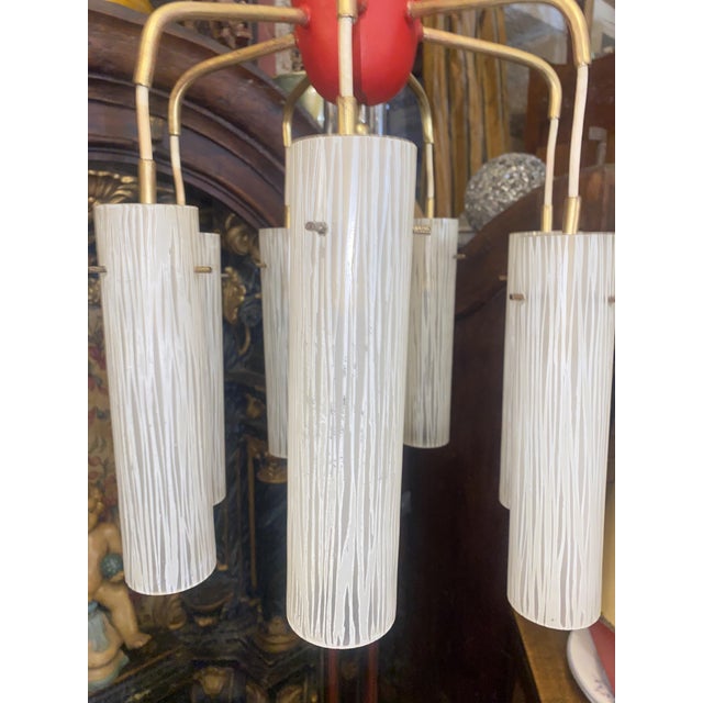 Mid-Century Modern Hanging Lamp in Brass and Glass, 1950s For Sale - Image 11 of 18