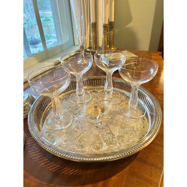 For an intimate gathering to celebrate with champagne, we have a set of 4 hollow stem coupes in the Art Deco style. The...