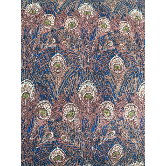 Art Deco Liberty of London Blue & Pink Peacock Print Pillow For Sale In Los Angeles - Image 6 of 9