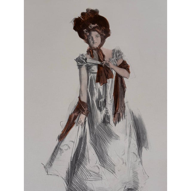 Printmaking Materials A Belle of the Olden Time by Howard Chandler Christy 1908 Chromolithograph For Sale - Image 7 of 7