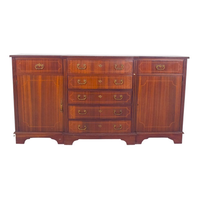 Vintage English Sideboard with Marquetry Work, 1920s For Sale