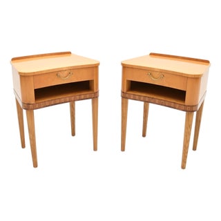 Vintage Swedish Elm Bedside Tables, 1950s, Set of 2 For Sale