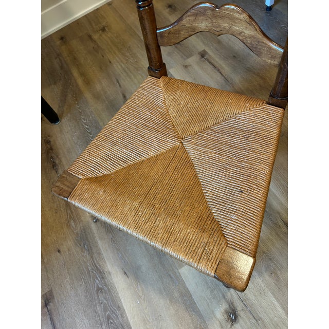 Wood Vintage French Country Ladder Back Dining Chair For Sale - Image 7 of 12