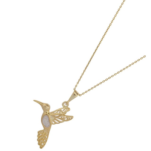 Gold Pure Spirit Hummingbird Gold Vermeil Necklace For Sale - Image 8 of 9