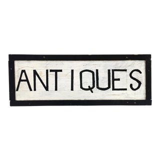 "Antiques" Hand Painted Wood Sign For Sale