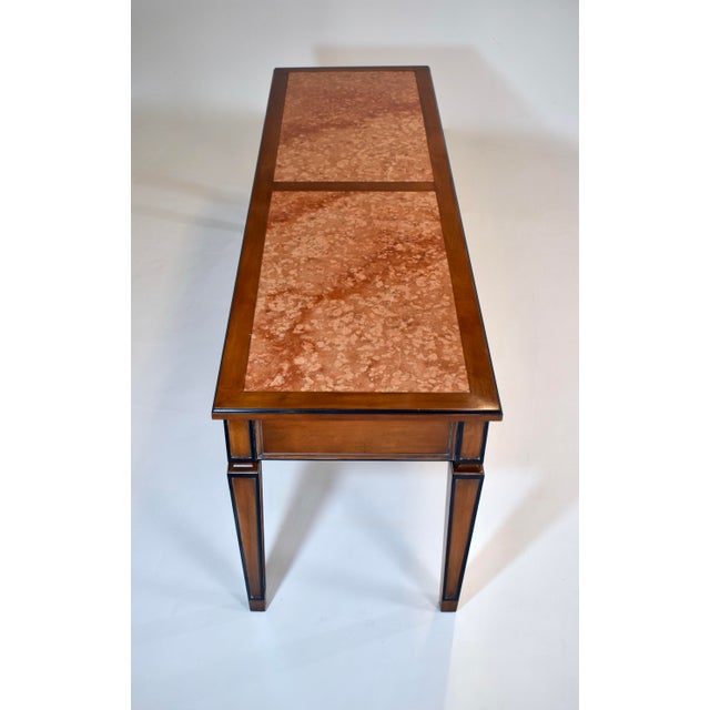 Neoclassical Style Italian Directoire Console Table, Rosso Verona Marble Top For Sale - Image 12 of 15