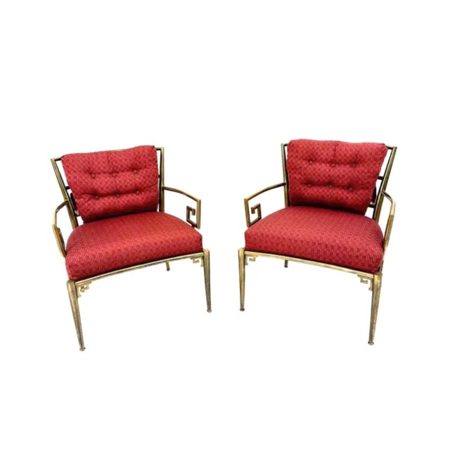 Mastercraft Mid Century Greek Key Lounge Chairs Pair For Sale - Image 14 of 14