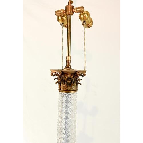 French Gilt and Cut Glass Corinthian Column Table Lamps, Set of 2 For Sale - Image 6 of 10