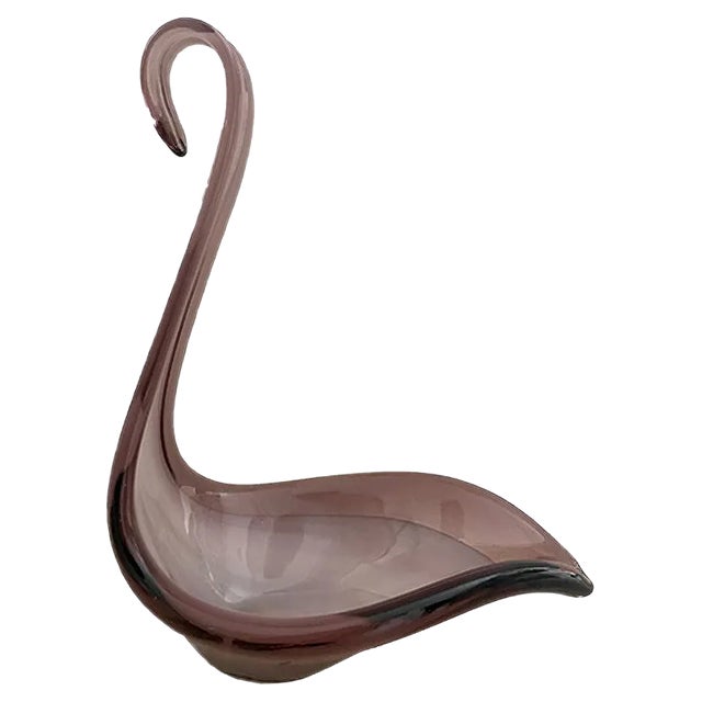 Italian Murano Purple and Violet Swan Art Glass Sculpture, 1960s For Sale