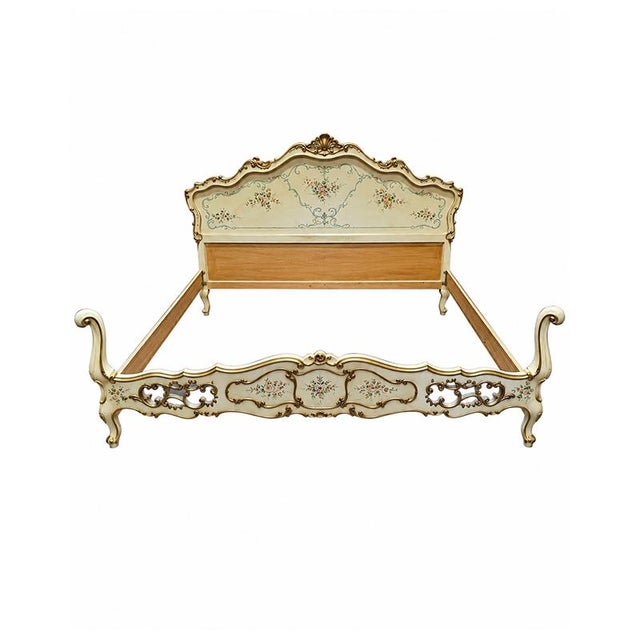 20th Century Venetian Lacquered and Painted Double Bed For Sale - Image 6 of 6